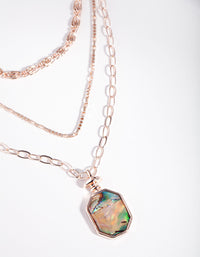 Rose Gold Triple Layered Teal Necklace - link has visual effect only