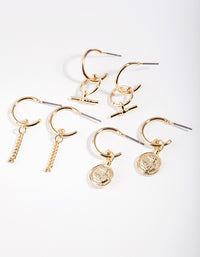 Gold Plated Mini Hoop Earring Pack - link has visual effect only