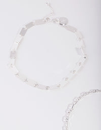 Real Silver Plated Bracelet Set - link has visual effect only