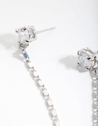 Silver Fancy Chain Double Stud Earrings - link has visual effect only