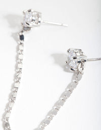 Silver Fancy Chain Double Stud Earrings - link has visual effect only