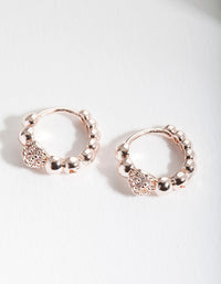 Rose Gold Diamante Bead Huggie Earrings - link has visual effect only