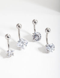 Surgical Steel Cubic Zirconia Belly Bar 4-Pack - link has visual effect only