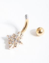 Gold Starburst Surgical Steel Belly Bar - link has visual effect only