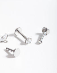 Surgical Steel Cubic Zirconia Flat Back Trio Pack - link has visual effect only