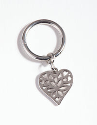 Silver Surgical Steel Filigree Heart Clicker Earring - link has visual effect only