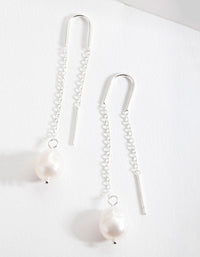 Sterling Silver Pearl Thread-Through Earrings - link has visual effect only