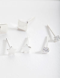 Sterling Silver Star Stud Earring Pack - link has visual effect only