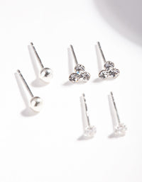 Sterling Silver Cubic Zirconia Crystal Stud Earring Pack - link has visual effect only