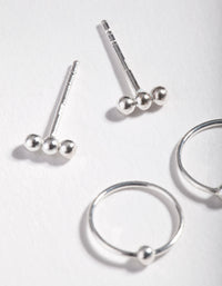 Sterling Silver Ball Stud Hoop Earrings - link has visual effect only