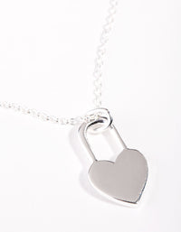 Sterling Silver Love Heart Lock Necklace - link has visual effect only