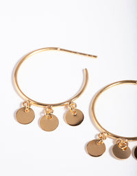 Gold Plated Sterling Silver Jingle Disc Hoop Earrings - link has visual effect only