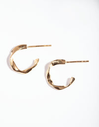 Gold Plated Sterling Silver Twist Open Hoop Earrings - link has visual effect only