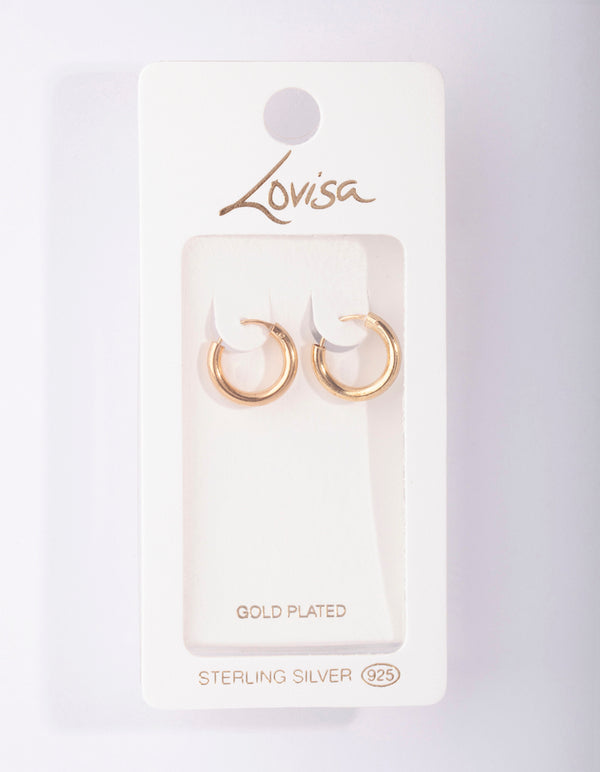 Gold Plated Sterling Silver Tube Hoop Earrings