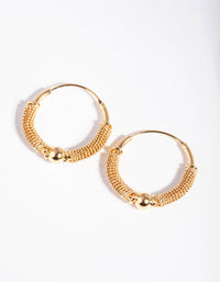 Gold Plated Sterling Silver Wire Ball Hoop Earrings - link has visual effect only