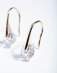 Gold Plated Sterling Silver Sleek Mini Hook Drop Earrings - link has visual effect only