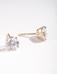 Gold Plated Sterling Silver 1 Carat Cubic Zirconia Stud Earrings - link has visual effect only