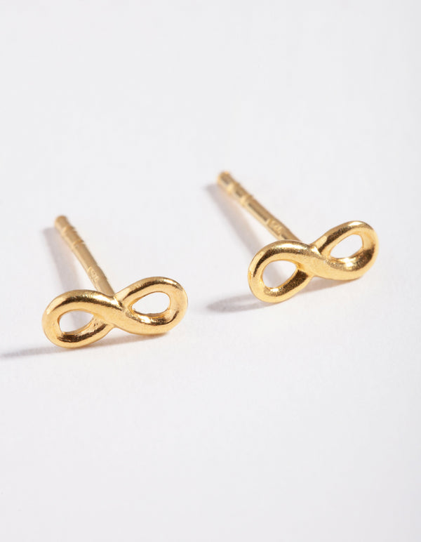 Sterling Silver Gold Plated Infinity Stud Earrings