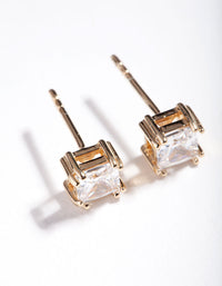 Gold Plated Sterling Silver 1 Carat Princess Stud Earrings - link has visual effect only