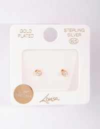 Gold Plated Sterling Silver Cubic Zirconia Circle Stud Earrings - link has visual effect only