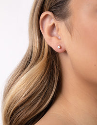 Gold Plated Sterling Silver Cubic Zirconia Circle Stud Earrings - link has visual effect only