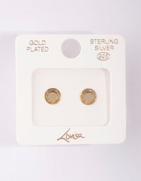 Gold Plated Sterling Silver Greek Key Stud Earrings - link has visual effect only