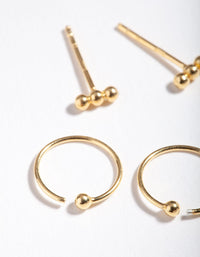 Gold Plated Sterling Silver Ball Stud Hoop Earring Pack - link has visual effect only