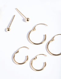 Gold Plated Sterling Silver Stud & Hoop Pack Earring - link has visual effect only