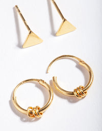 Gold Plated Sterling Silver Triangle Hoop Earring Pack - link has visual effect only