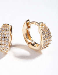 Gold Plated Sterling Silver Statement Pave Huggie Earrings - link has visual effect only