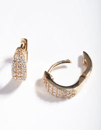 Gold Plated Sterling Silver Statement Pave Huggie Earrings - link has visual effect only