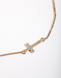 Gold Plated Sterling Silver Cubic Zirconia Cross Toggle Bracelet - link has visual effect only