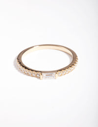 Gold Plated Sterling Silver Cubic Zirconia Baguette Ring - link has visual effect only