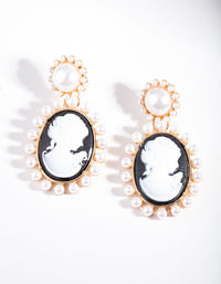 Black Gold Portrait Earrings - link has visual effect only