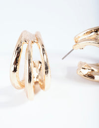 Gold Triple Loop Hoop Earrings - link has visual effect only