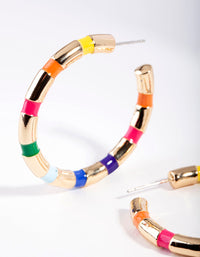 Gold Multi-Colour Segment Hoop Earrings - link has visual effect only