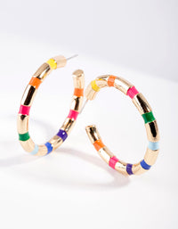 Gold Multi-Colour Segment Hoop Earrings - link has visual effect only