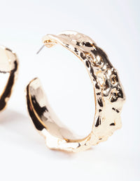 Gold Molten Texture Hoop Earrings - link has visual effect only