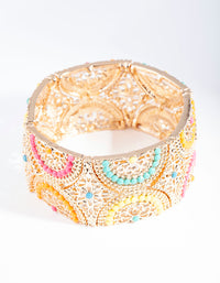 Antique Gold Bright Filigree Diamante Mix Bracelet - link has visual effect only