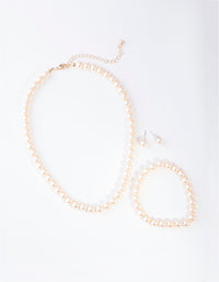 Gold Classic Pearl Jewellery Set - link has visual effect only