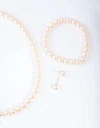 Gold Classic Pearl Jewellery Set - link has visual effect only