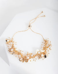 Gold Flower Pearl Bracelet - link has visual effect only