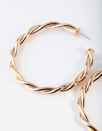 Gold Large Double Twisted Hoop Earrings - link has visual effect only