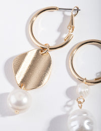 Gold Mismatch Pearl Drop Earrings - link has visual effect only