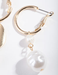 Gold Mismatch Pearl Drop Earrings - link has visual effect only