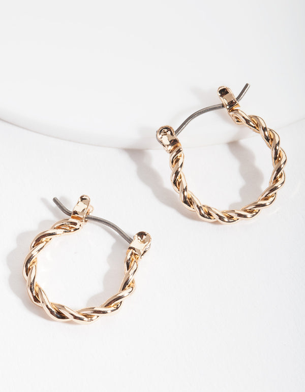 Gold Twist Hoop Earring & Bracelet Pack