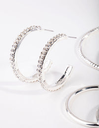 Silver Thick Diamante Hoop Earring Pack - link has visual effect only