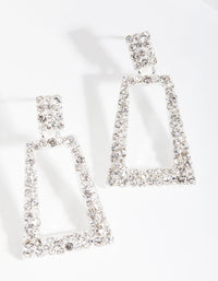 Silver Small Diamante Geo Earrings - link has visual effect only