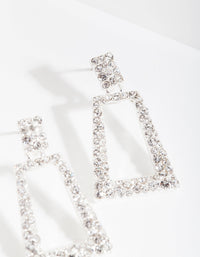 Silver Small Diamante Geo Earrings - link has visual effect only