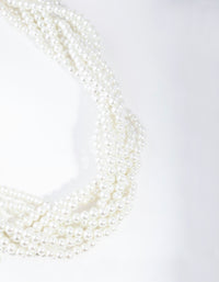 Silver Pearl Bead Plait Necklace - link has visual effect only